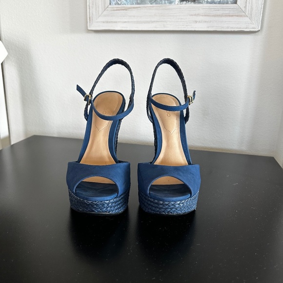 Aldo Blue Wedge Sandals - Picture 1 of 3